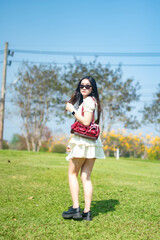 little girl walking in the park
