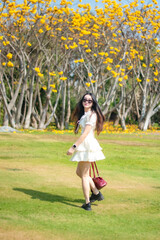 little girl walking in the park