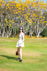 little girl walking in the park