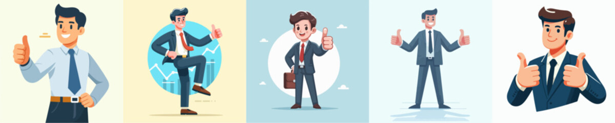 Obraz premium Career man with thumb vector set image