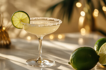 Classic Cosmopolitan Drink with Lime Decoration