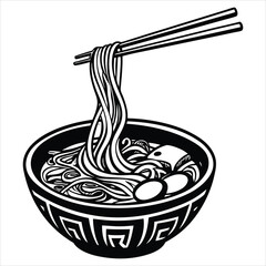 Japanese Noodle Dish Ramen Design in Vector Illustration
