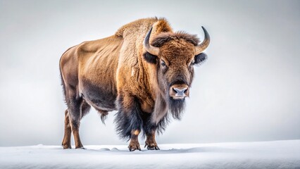 Solitary Buffalo on White Background: Candid Stock Photo
