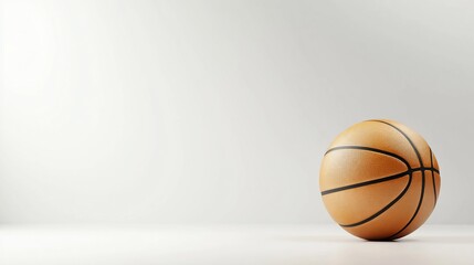 Isolated orange basketball on white surface, lit subtly