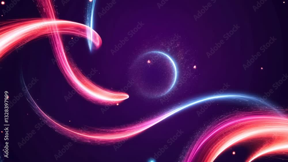 Poster A purple background with a red and blue line. There are also some other lines and dots