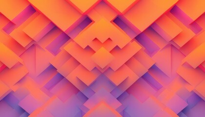 Fototapeta premium Abstract geometric pattern with vibrant orange and purple hues, creating a symmetrical, layered effect