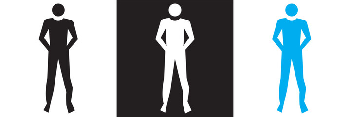 Simple black, white and blue single man icon .  Vector illustration. isolated on white and black background. EPS 10