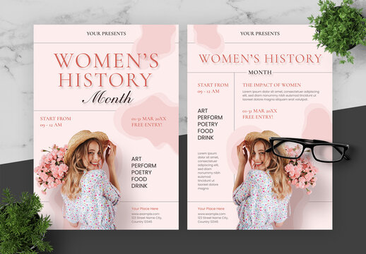 Pink And Black Women History Flyer