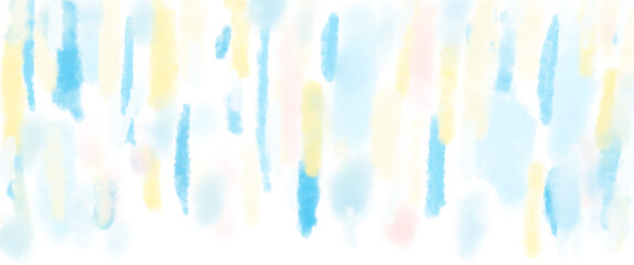 黄色や水色やピンクの淡いカラフルな水彩イラスト模様