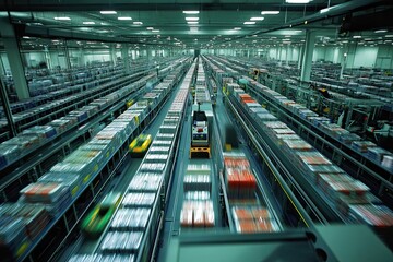 Fototapeta premium Industrial Robots Sorting and Stack