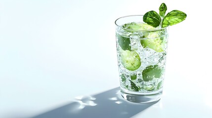 Glass of tasty smoothie with mint and avocado