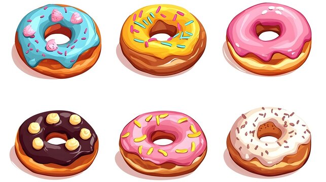 Set of delicious donuts on white background