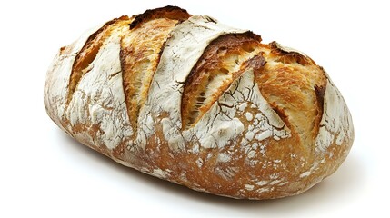 A loaf of rustic artisan bread with a crusty