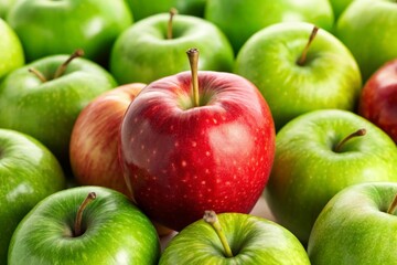 Standout Red Apple Among Green Apples - Vibrant Fruit Still Life Photography