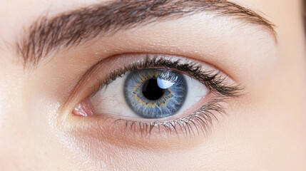Obraz premium close up of human eye showcasing intense blue iris and detailed eyelashes, evoking curiosity and emotion