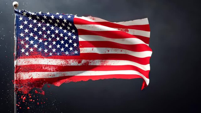 Dramatic Tattered American Flag