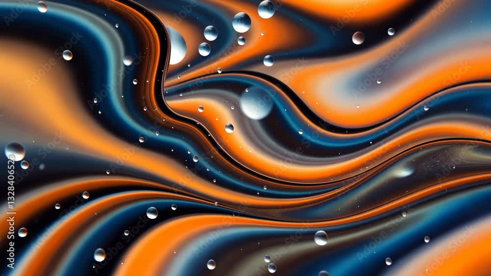 Poster a colorful wave with many small drops of water. the drops are scattered throughout the wave. the wav
