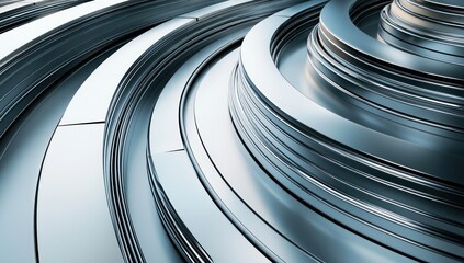 Obraz premium Abstract metallic curves in 3D emphasizing a futuristic look.