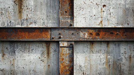 Rusty Industrial Cross: A close-up captures the raw textures and patterns of heavily weathered metal, forming an industrial cross, exhibiting corrosion, and deterioration.