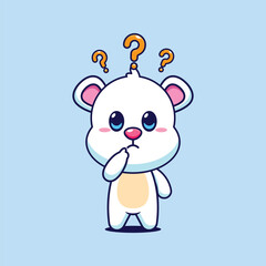Polar bear cartoon vector illustration is confused