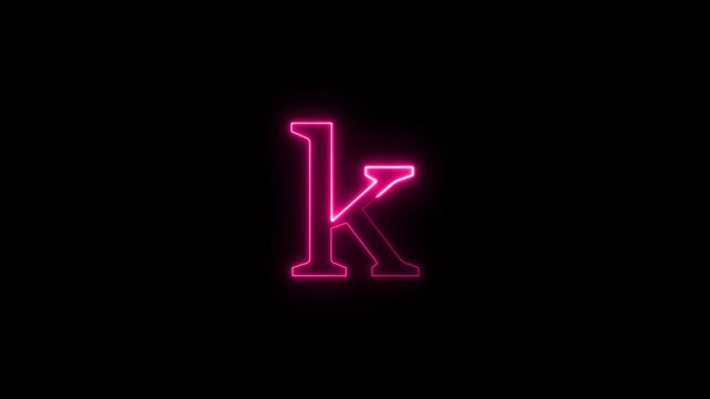 Animated neon letter K on a black background.