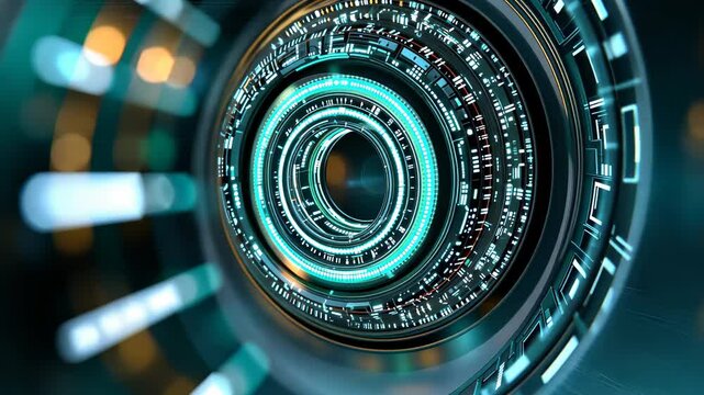 Futuristic Abstract Circular Design with Glowing Elements