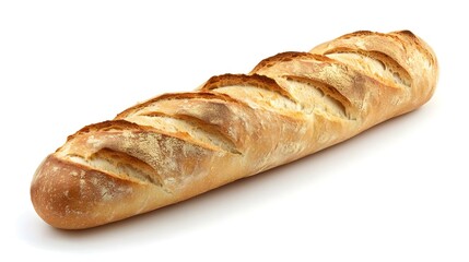 Long French baguette isolated on a white