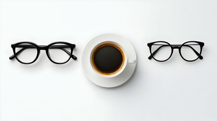 Top view at minimal composition of single coffee