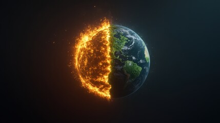 Burning Earth Concept of Global Warming and Climate Change with Visual Representation of Environmental Destruction and Urgent Need for Action