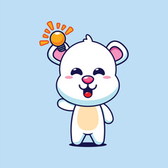 Polar bear cartoon vector illustration get an idea