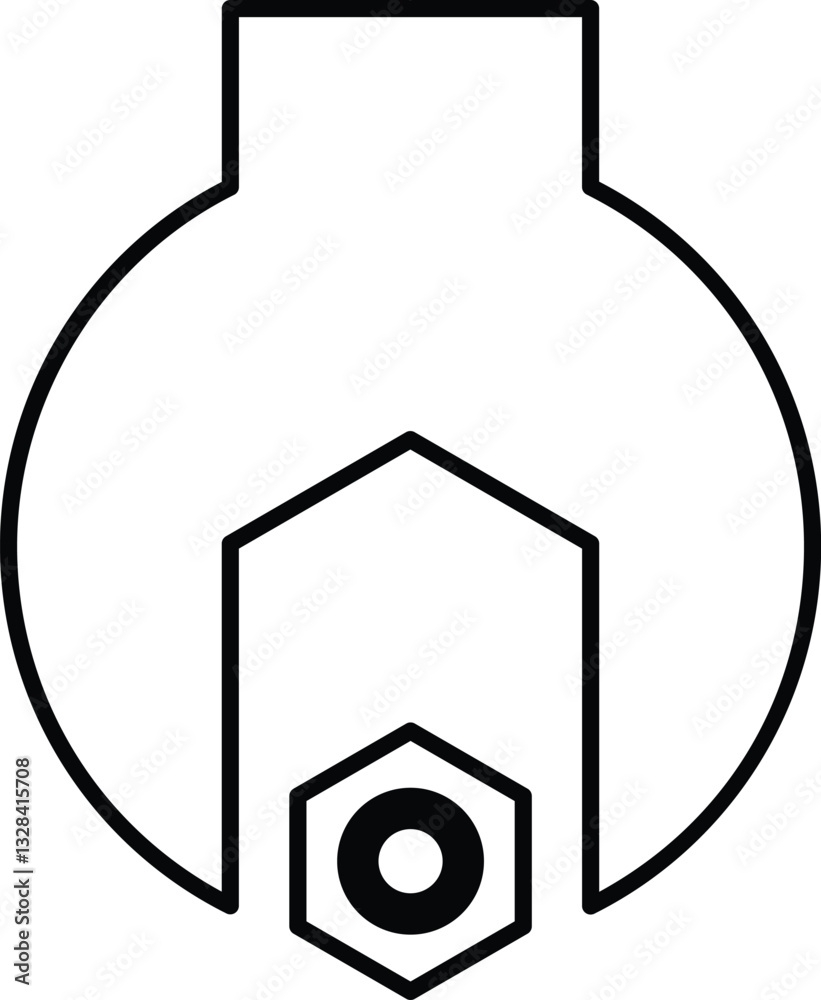Wall mural wrench with a object inside of it for a tool