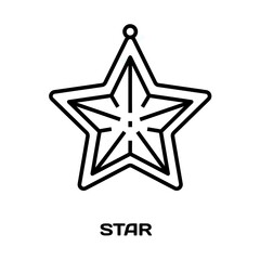 Obraz premium golden star editable stroke outline icon isolated on white background flat vector illustration, black outline, Pixel perfect