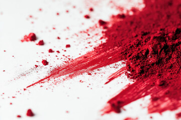 Fototapeta premium Red pile of pigment powder on white