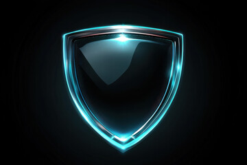 Security concept. Glowing shield icon. Modern futuristic technology background