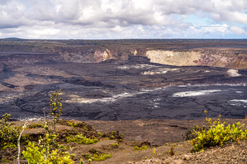 Halemaumau pit crater of kilauea volcano at national park. Kilauea Iki Overlook.  © Olga