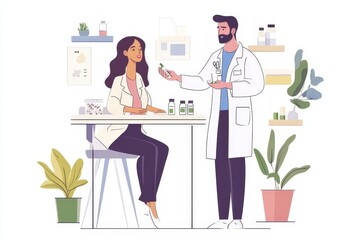 Doctor Patient Herbal Medicine Consultation Health Wellness Care Natural Remedy Treatment           