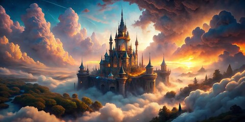 Surreal AI-Generated Castle: Dreamlike Medieval Fortress in a Fantasy Landscape
