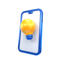 3D Smartphone with Lightbulb Icon 
