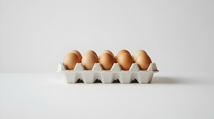 An egg carton container with a dozen brown eggs