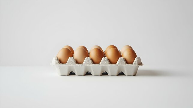 An egg carton container with a dozen brown eggs
