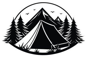 Camping tent silhouette vector
