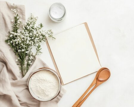 Handwritten meal prep planner with ingredients and recipes kitchen counter aesthetic food photography natural light culinary inspiration