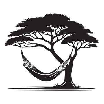 black tree hammock resting outdoors clip art preview