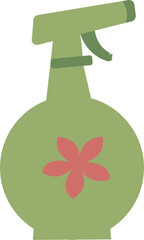 Illustration of Green Spray Bottle with Floral Design