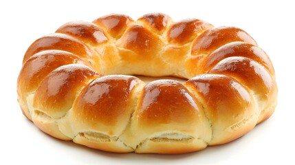 Freshly baked round bread loaf isolated on white