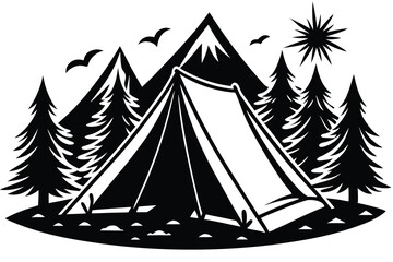 Camping Tent silhouette vector illustration Camping Tent silhouette
