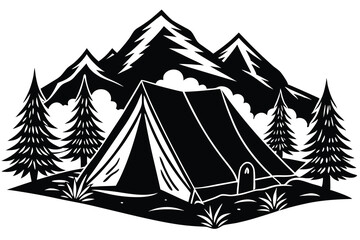 Camping Tent silhouette vector