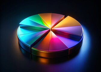 Obraz premium Surreal Floating Pie Chart Data Visualization on Black Background
