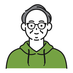 親しみやすい！パーカーを着たおじさん