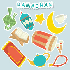 Ramadan icons collection for greeting card
